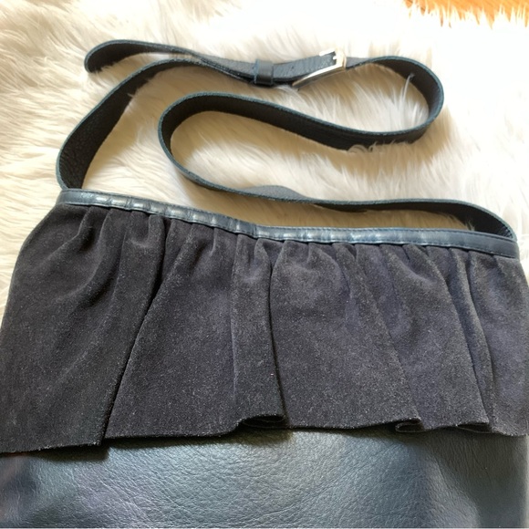 Marie Turnor Spacious The Ruffle Suede Leather Shoulder Bag - Picture 6 of 12